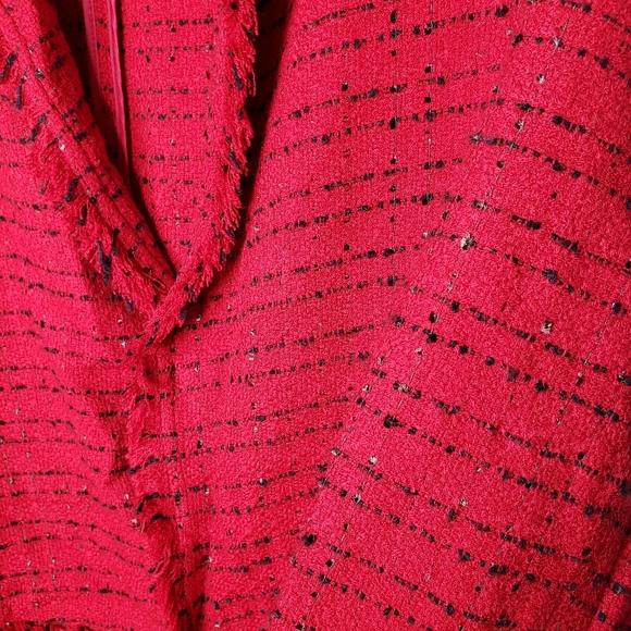 Worthington Womens Blazer Open Front Tweed Red & Black Plus Size XXL Jacket - Picture 9 of 16